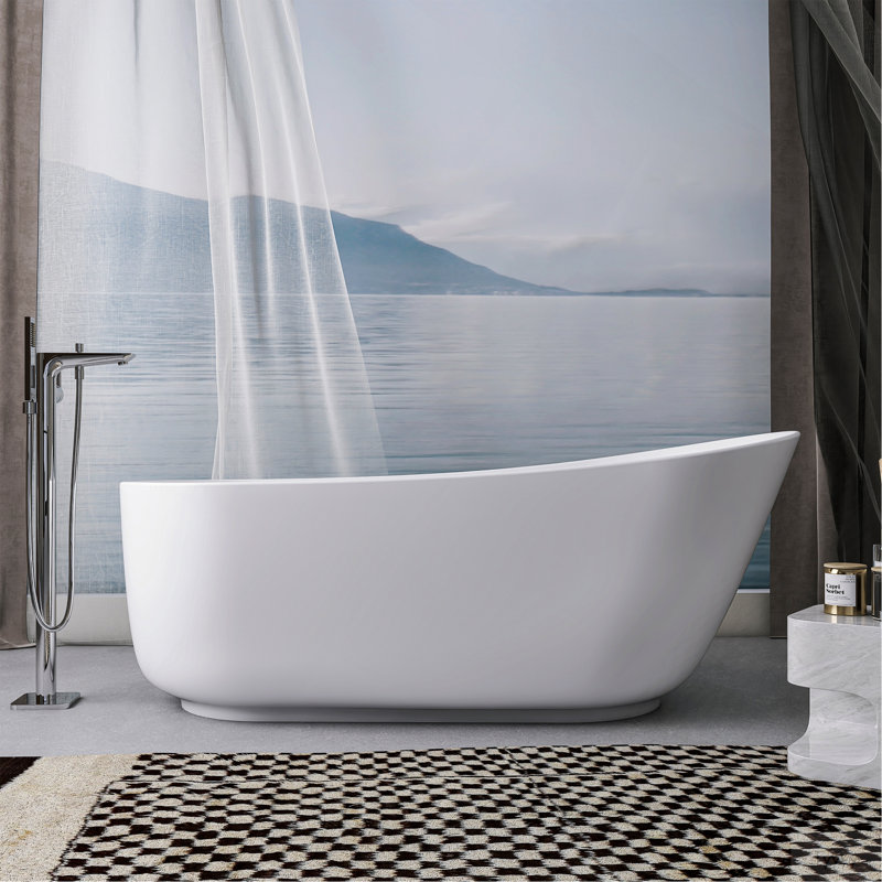 Baignoire de trempage à surface solide de 67 pouces avec trop-plein pour salle de bain