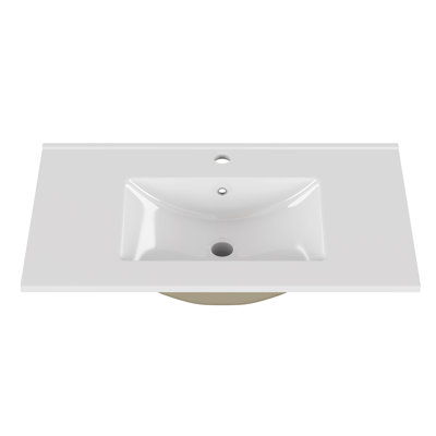 Comptoir de meuble-lavabo minimaliste moderne de 30 pouces avec surface en céramique durable et facile à nettoyer Northbrook