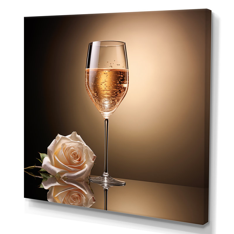 Rose And Cristals Clarity  - Wine & Champagne Canvas Prints, H 16 po x l 16 po x P 1 po, Toile tendue