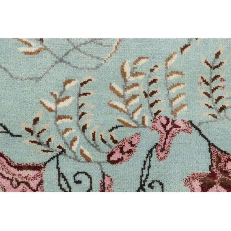 Art Deco Wool Floral Area Rug, Rectangle 10' x 14'