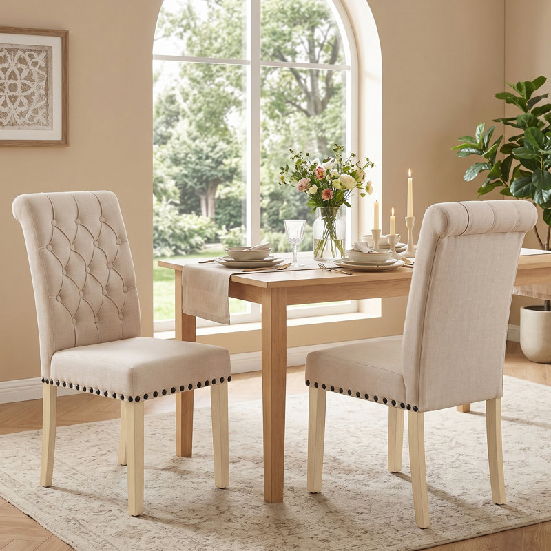 Chaises de salle à manger rembourrées Amby, Beige