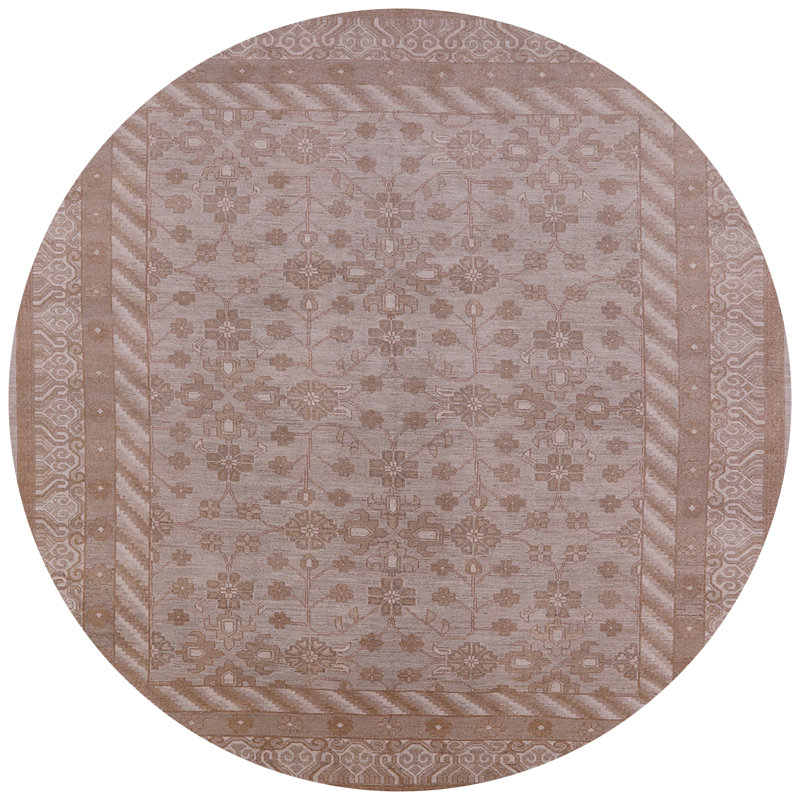 Tapis brun à motif oriental, Rond 6 pi