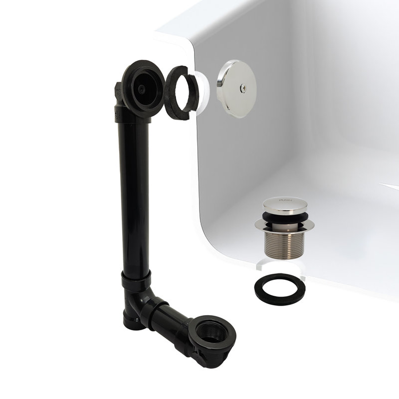 1 1-1 / 2 po x 12 po Ensemble de drain de baignoire 40 pieds en ABS avec trop-plein à un trou, Nickel poli