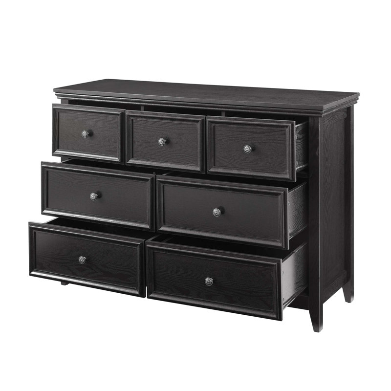 Commode moderne à 7 tiroirs, commode à tiroirs et rangement pour vêtements, armoire de rangement pour le salon, Noir