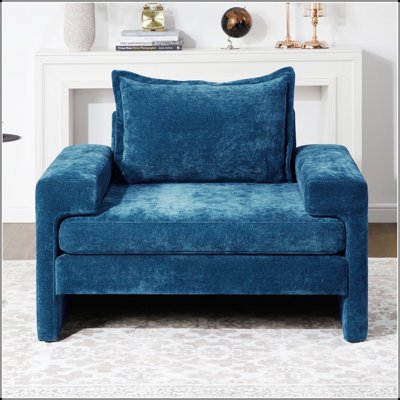 Chenille Upholstered Armchair With Wide Armrests, Thick Cushion, And Ergonomic Back Support For Ultimate Comfort And Style