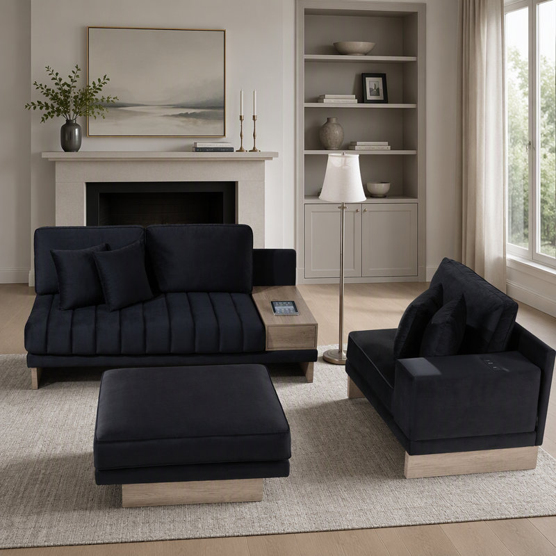 74.5 " Velvet L-Shaped Sectional