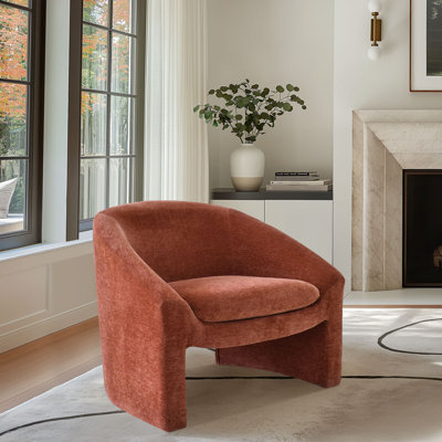 32" Wide Upholstered Chenille Sled Accent Chair With Removable Seat Cushion by Kelly Clarkson Home