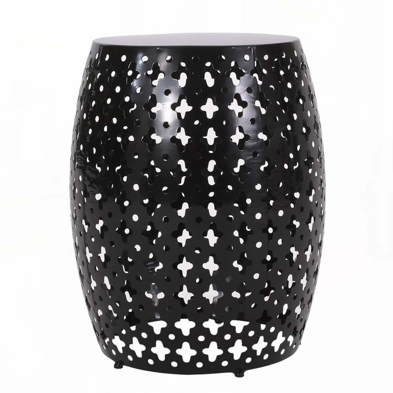 Patio End Table with Metal Frame,Round Top