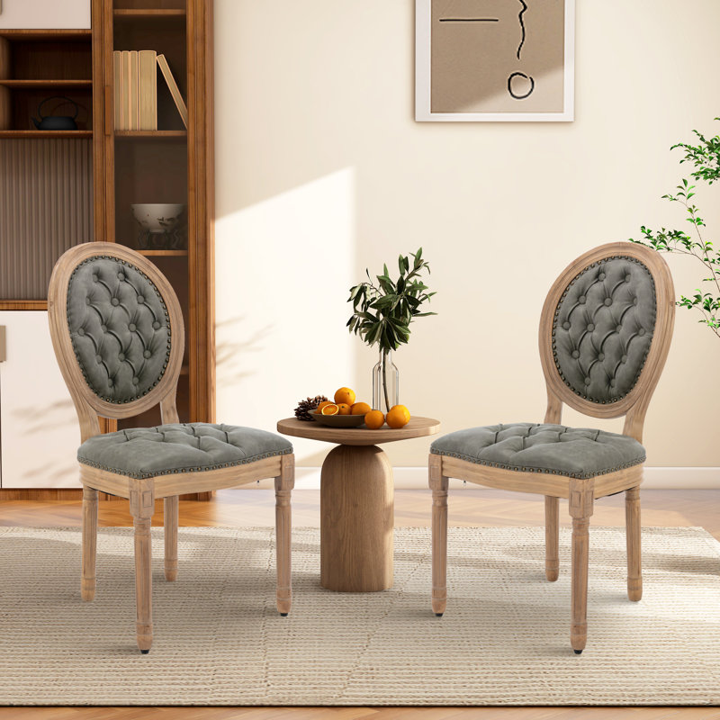 Chaise de salle à manger en cuir, Vert olive