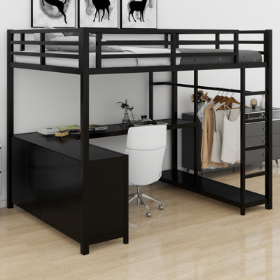 Full Loft Bed with Built-In Ladder