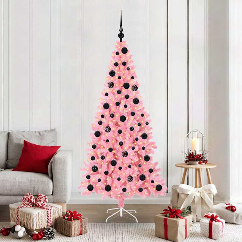 Christmas Tree with 300 LEDs with Stand PVC, Black