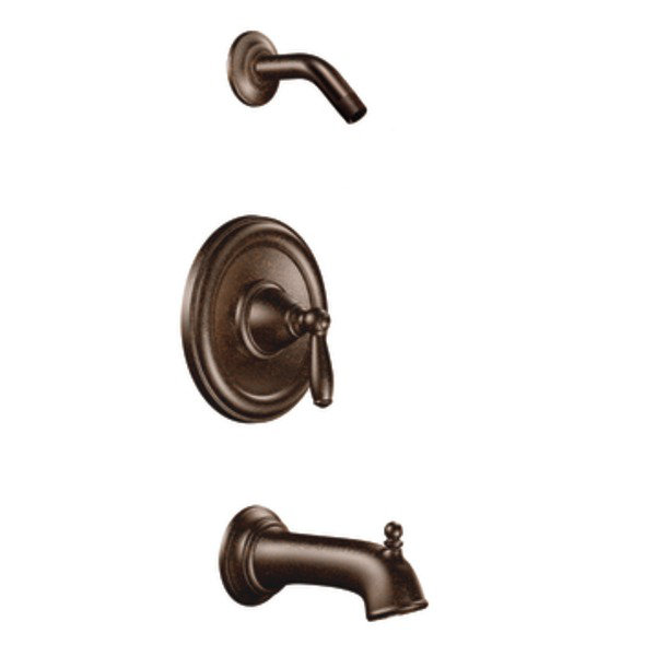 Garniture de robinet de baignoire et douche avec poignée levier et posi-temp Brantford, Bronze huilé