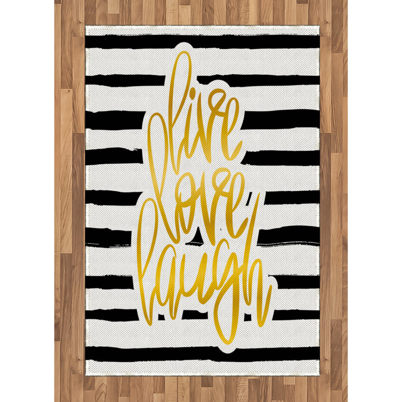 Live Laugh Love Live Laugh Love High Density Long Fiber Poly Threads Decorative Area Rug Carpet, Rectangle 4' x 5'8"
