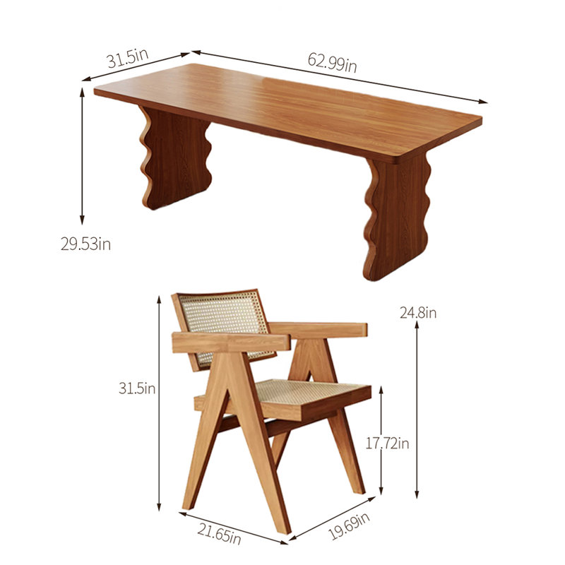 Ensemble de salle à manger rectangulaire, H 29,53 po x L 62,99 po x l 31,5 po