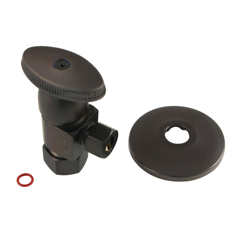 Kingston Brass 5/8-Inch OD Comp x 3/8-Inch OD Comp Anti-Seize Deluxe Quarter-Turn Ceramic Hardisc Cartridge Angle Stop with Flange
