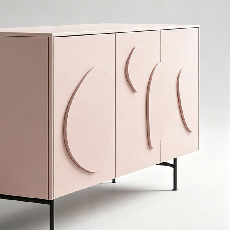 Armoire latérale moderne à motif irrégulier, Noir / Rose