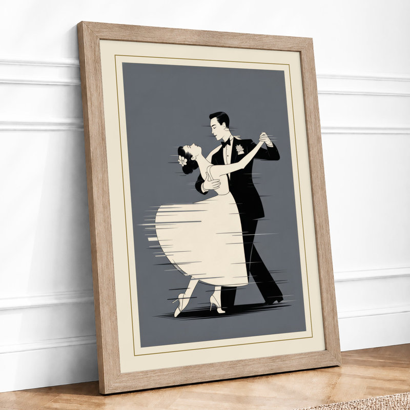 First Dance Art Deco - Framed Print, A2 - 59.4 x 42.0 cm, Oak