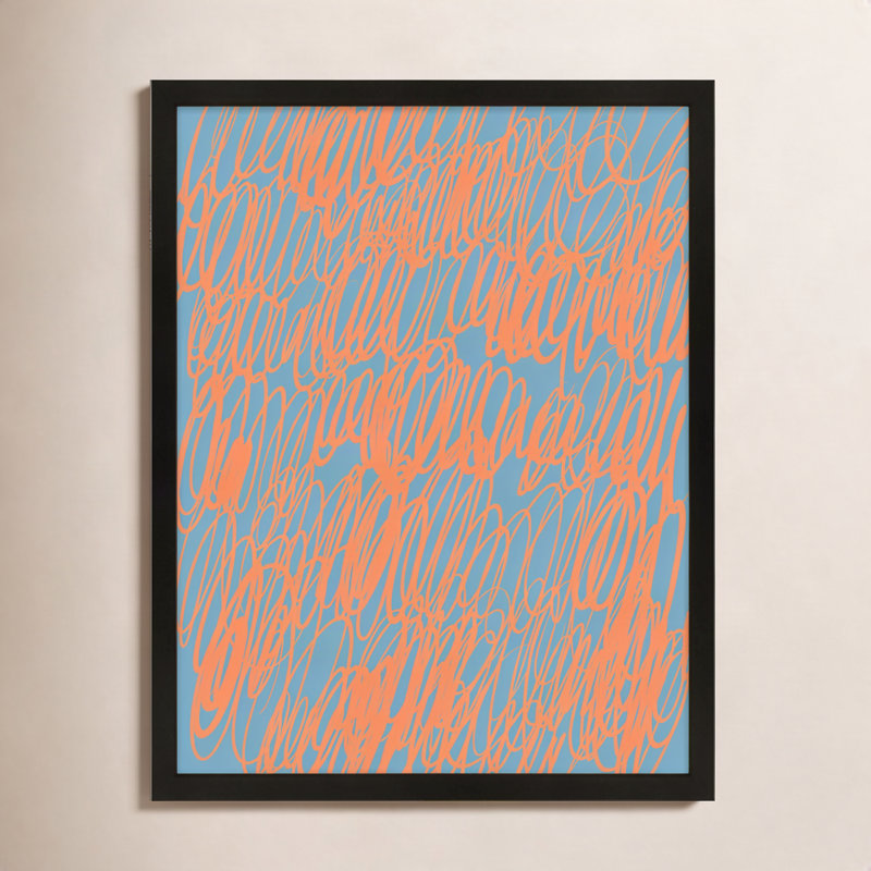 Color Squiggles 2 Print by Jacques Pilon, Black Single Structure Framed Paper, 50" H x 40" W x 1.25" D