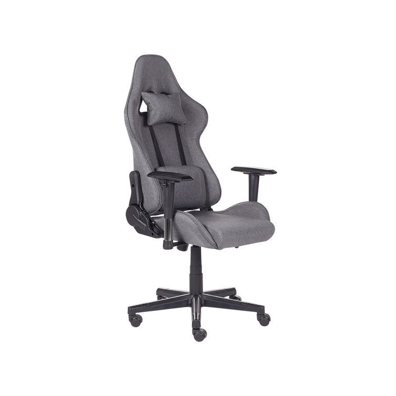 Inbox Zero Adjustable Faux Leather Swiveling PC & Racing Game Chair, Grey