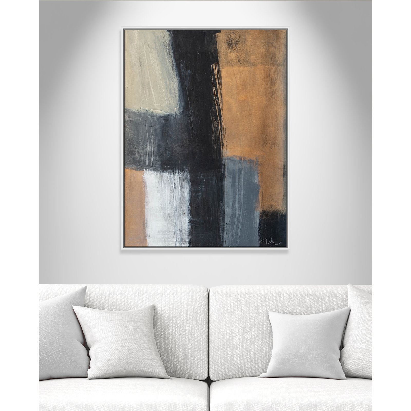 Karl Metallic Slate II by  Print, No Mat, 41.5" H x 31.5" W x 2" D, White Floater Framed