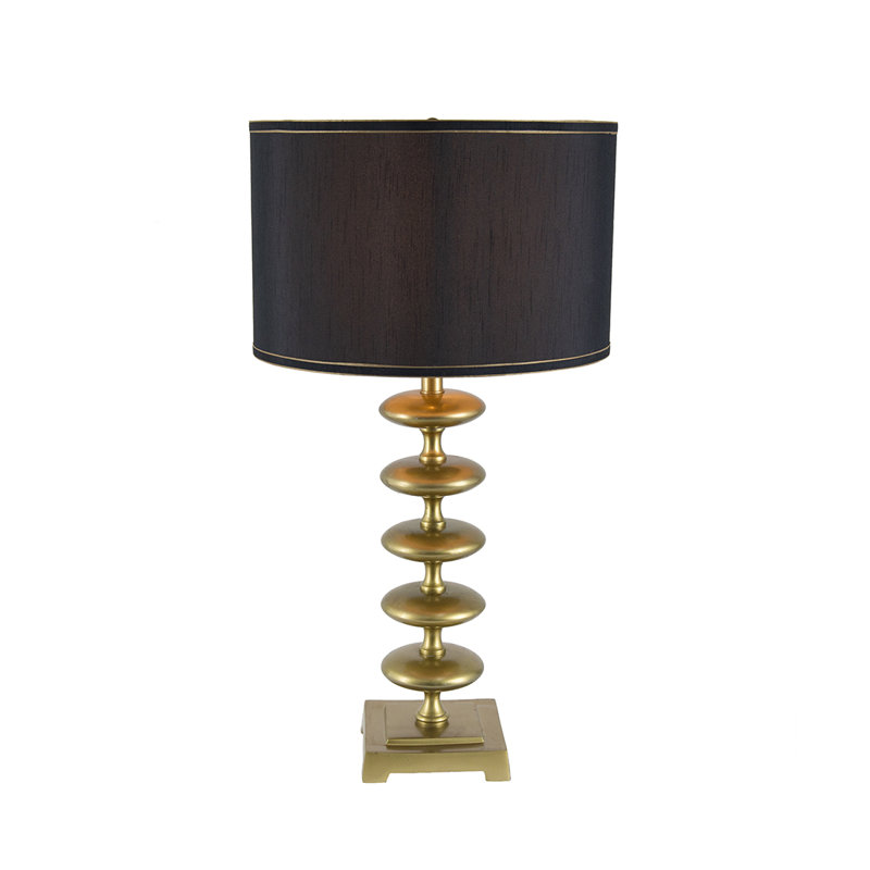 Lampe de table contemporaine en or et noir 16 x 16 x 29,8 po avec disque en aluminium - Lampe d'appoint moderne pour la chambre à coucher, le salon et le bureau