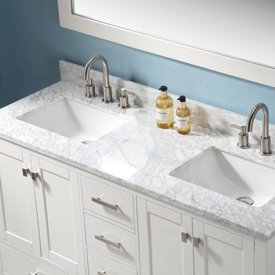 Whitney 60'' Double Bathroom Vanity with Carrara Marble Top
