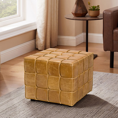 Genuine Leather Square Ottoman&Pouf