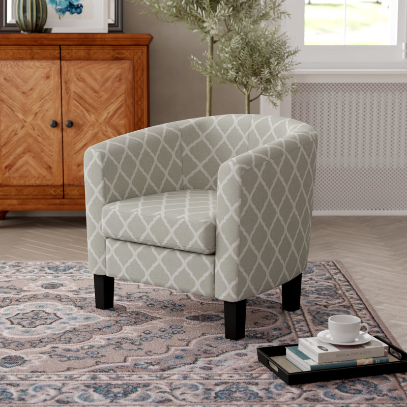 Fauteuil demi-tonneau Swarthout, Treillis gris doux