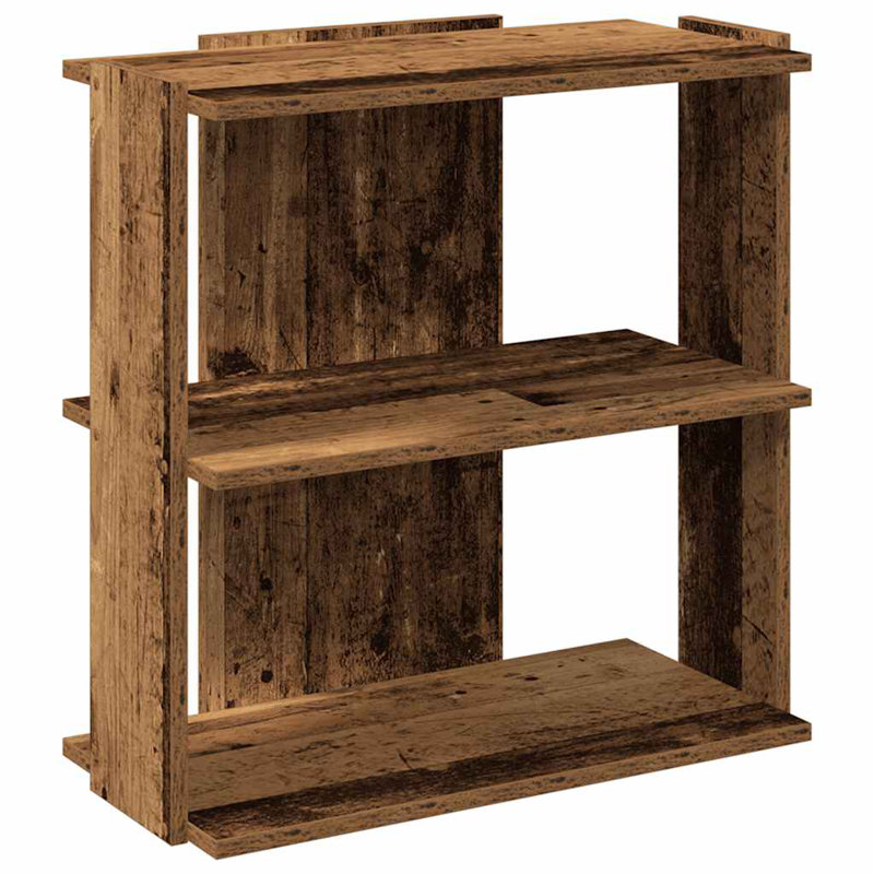 Petite bibliothèque rectangulaire en bois d'ingénierie vidaXL, Bois ancien, (3 tablettes) H 23,6 po x l 23,6 po x P 11,8 po