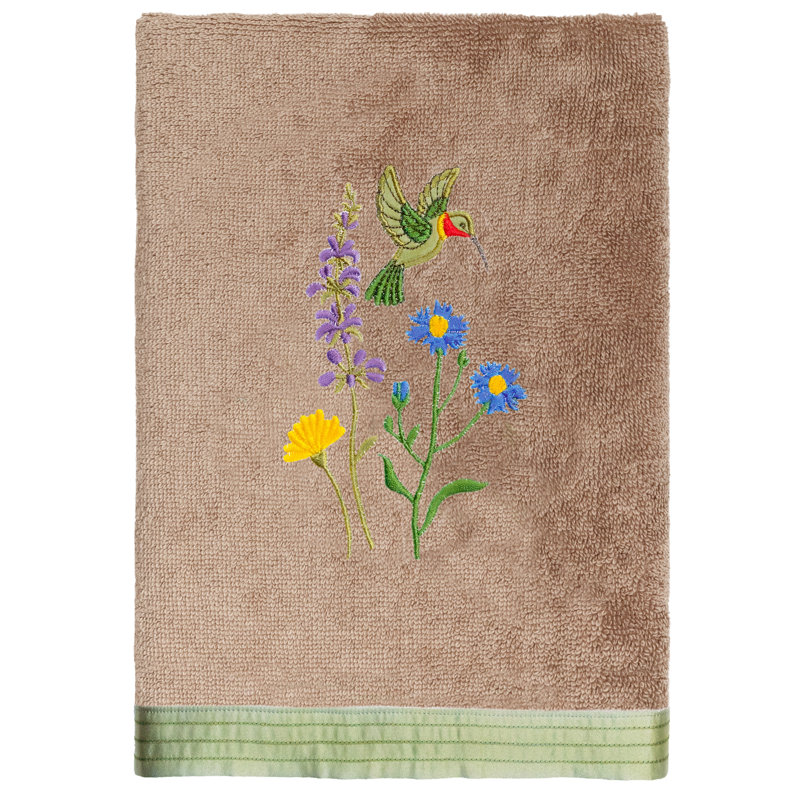 100% Turkish Cotton HADA Embellished Hand Towel, Cocoa