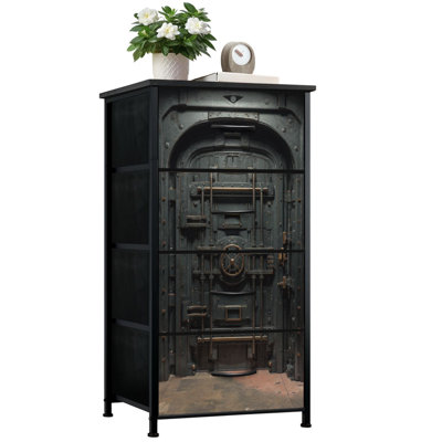 Dresser for Bedroom with 4 Storage Drawers Antique Bank Vault Doors Dressers Chest of Drawers Steel Framed Fabric Closet Organizers for Dorm Entryway