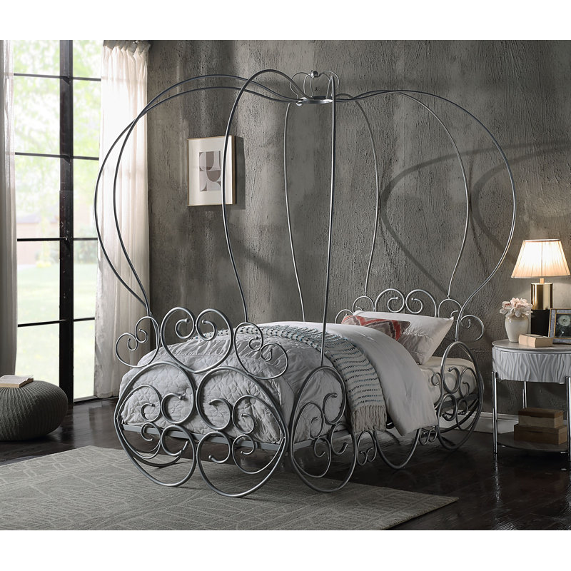 Lit simple avec auvent, argent