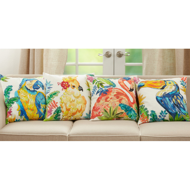 Colorful Toucan Design 20" Square Cotton Pillow