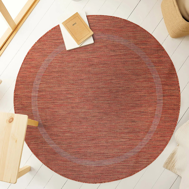 Kaleb Unicoloured Flatweave Indoor / Outdoor Area Rug, Round 160cm