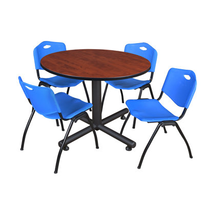 Nicklos Round Breakroom Table, 4 M Stack Chairs