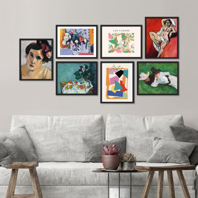 Multicolore Fine Art Classic Retro Portrait géométrique abstrait sur papier, reproduction de 7 pièces