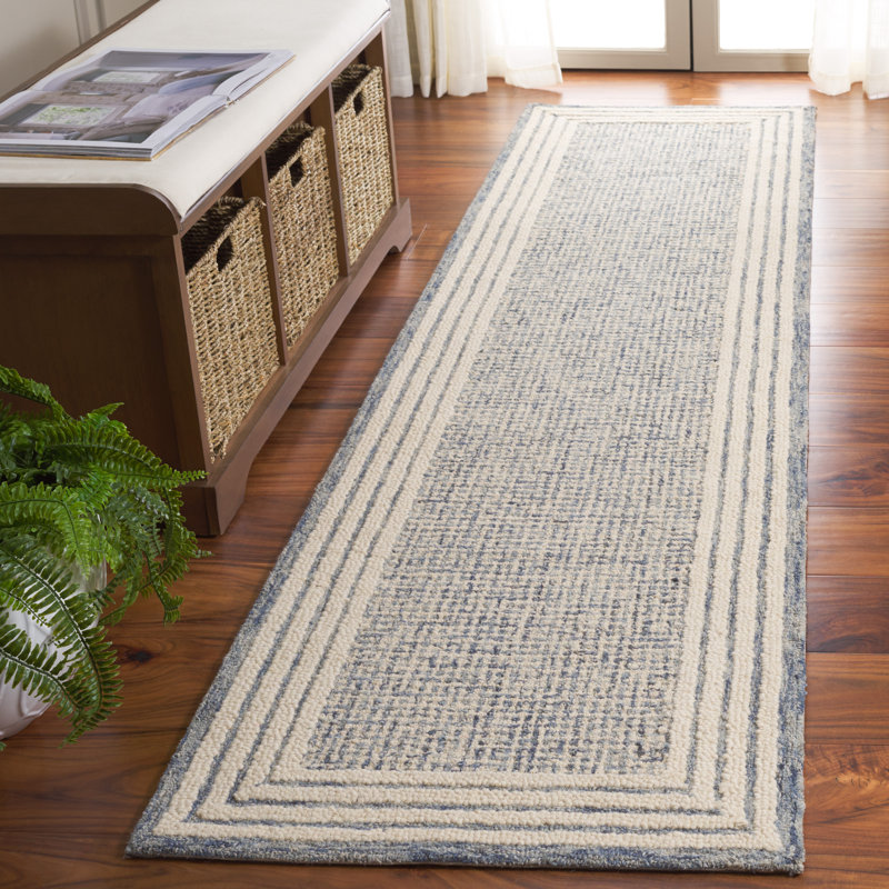 Tapis en laine et coton touffeté à la main kevionna, Tapis de couloir 2 pi 3 po x 9 pi