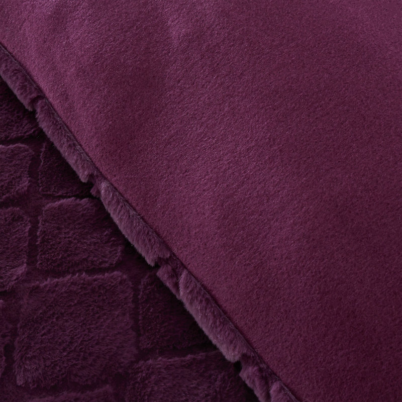 Cosy Diamond Faux Fur Duvet Cover Set, Double, Plum