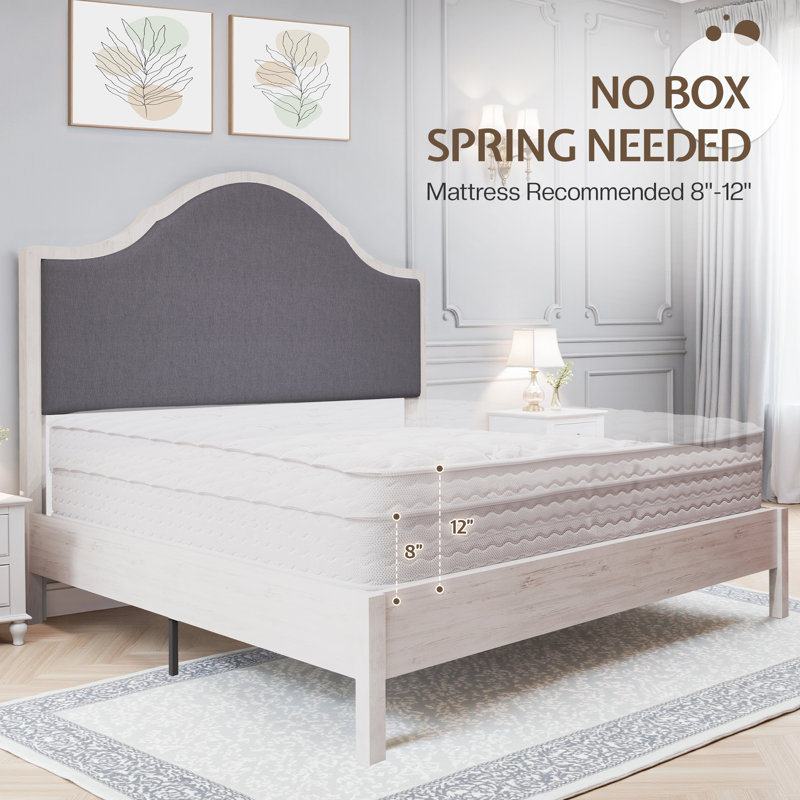 Base de lit en bois massif Farmhouse, Double , Blanc