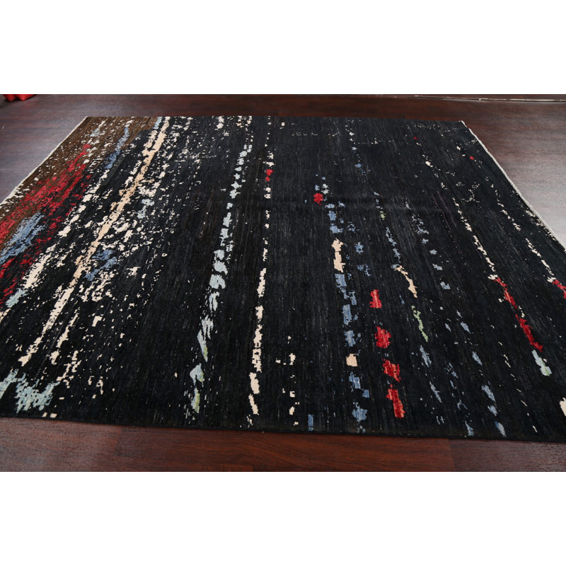 Tapis oriental contemporain à motif abstrait noué à la main 8 x 10