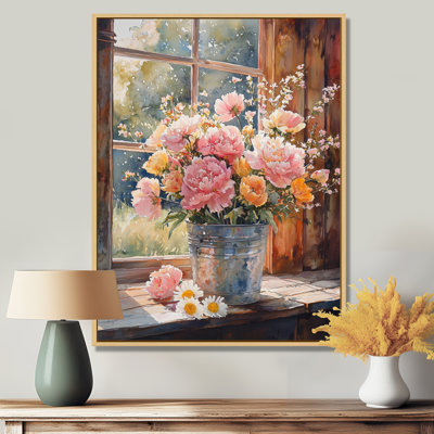 Alba Country Bloom Bouquet At The Barn II - Assortiment de bouquets d'art mural