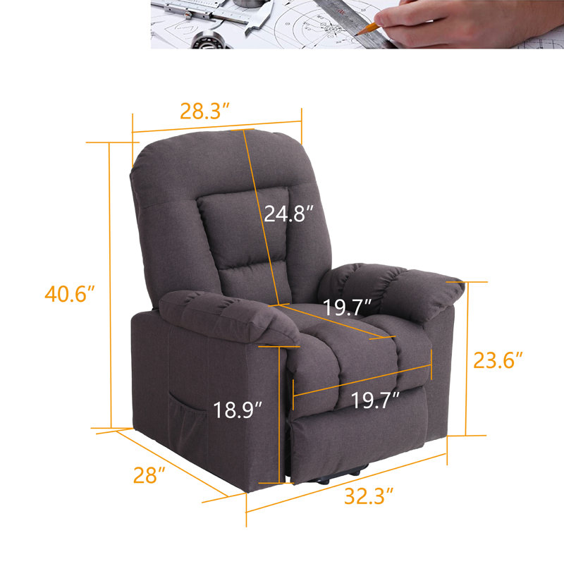 Fauteuil inclinable électrique lève-personne, Mélange de lin brun
