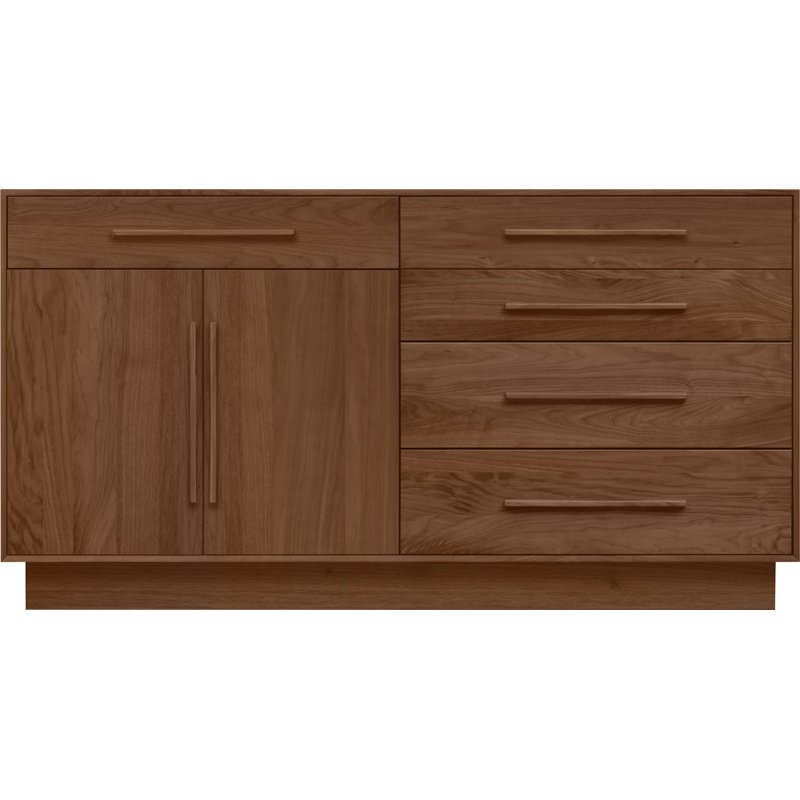 Moduluxe 5 - Drawer Solid Wood Dresser, Right, Saddle Cherry
