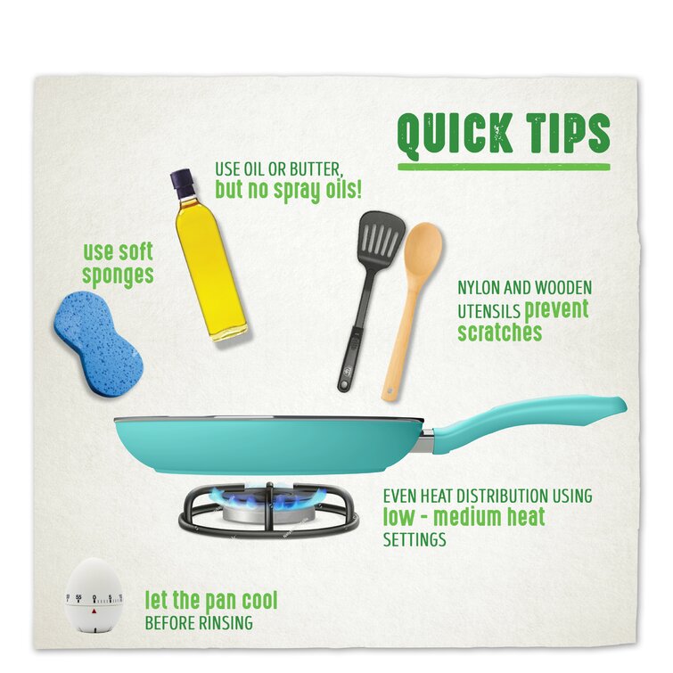 GreenLife Soft Grip Ceramic Nonstick Cookware Set - Turquoise, 13
