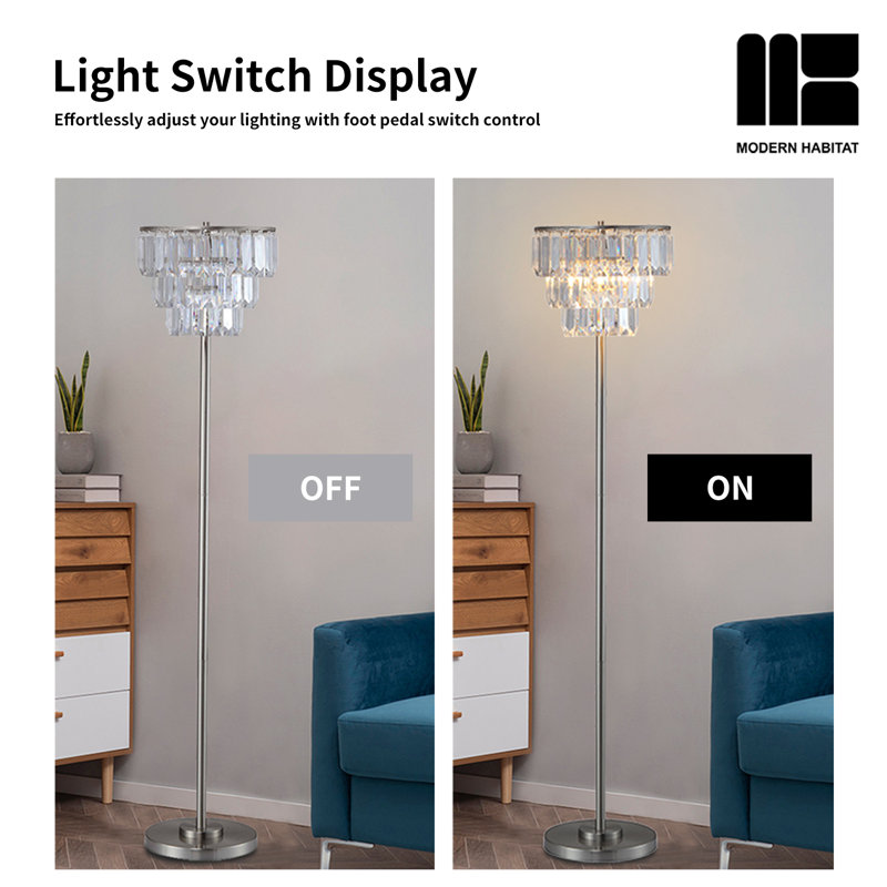 Marilen 61 " Traditional Floor Lamp, Clear, Brushed Nickel