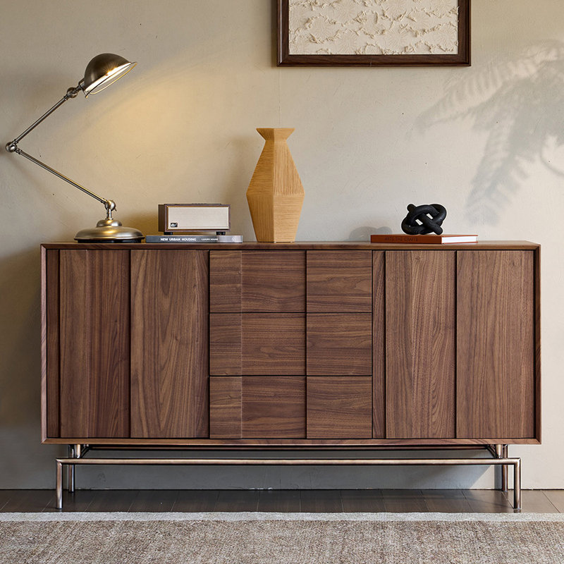 Premium Practical Sideboard Cabinet, Sienna/Black, 33.1" H x 70.9" W x 15.7" D