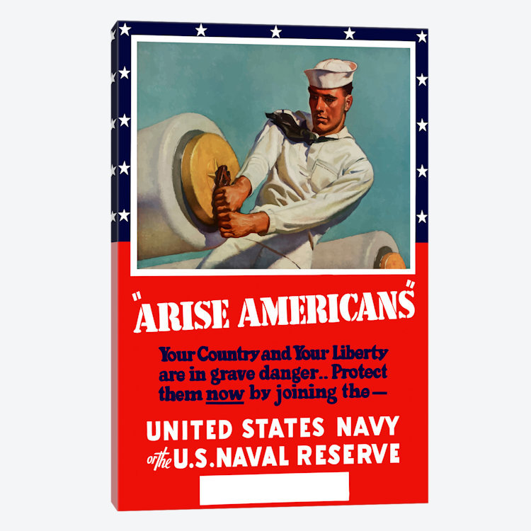 Publicité rétro sur toile «En enrôle dans la marine ou la réserve navale des États-Unis», H 12 po x l 8 po x P 0,75 po