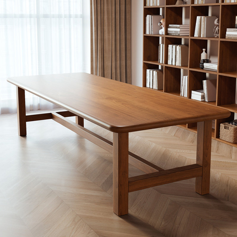 Brown Rectangular Solid Wood Butterfly Leaf  Dining Table, 29.53"H x 94.49"L x 37.4"W