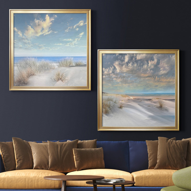 «Smooth Sands I», ensemble de 2 reproductions de photos, H 17,5 po x l 35 po, Toile encadrée, Doré