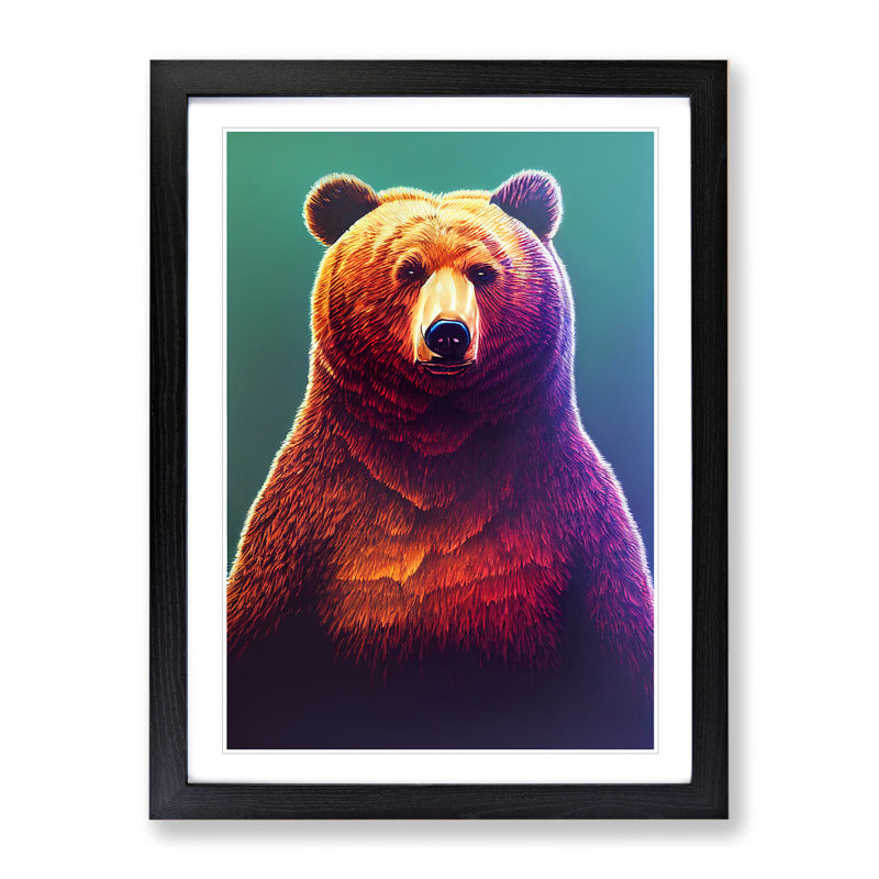 Grizzly Bear No.1 - Framed Print, Black, 34cm H x 25cm W x 2cm D